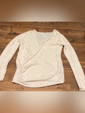 Free People Cream Wrap-Style Long Sleeve Sweater